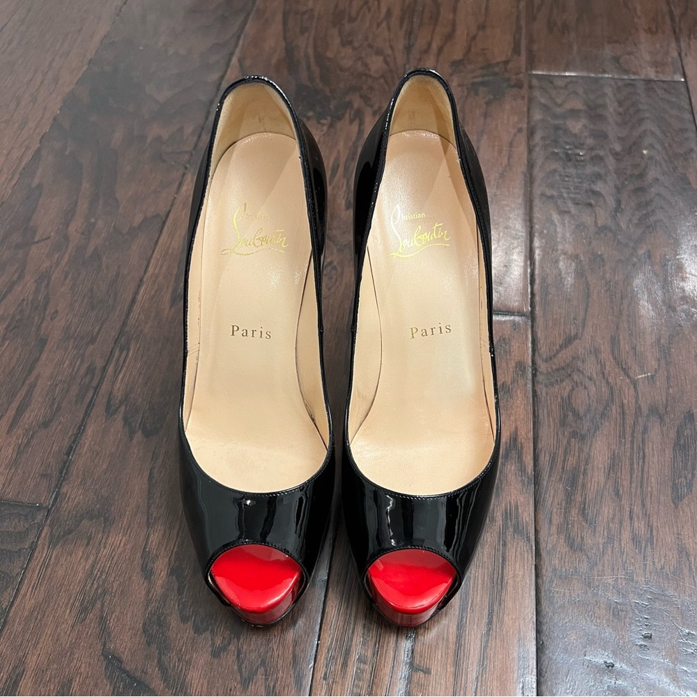 Christian Louboutin Glossy Black and Red Heels